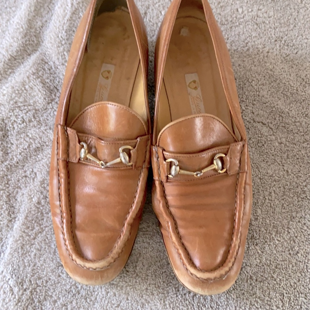 Brown with gold color accents on loafer